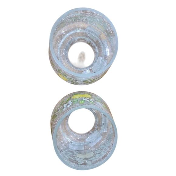 Yankee Candle Clear Crackle Glass Holder – Lemon Floral Design Set of TWO - Picture 5 of 10